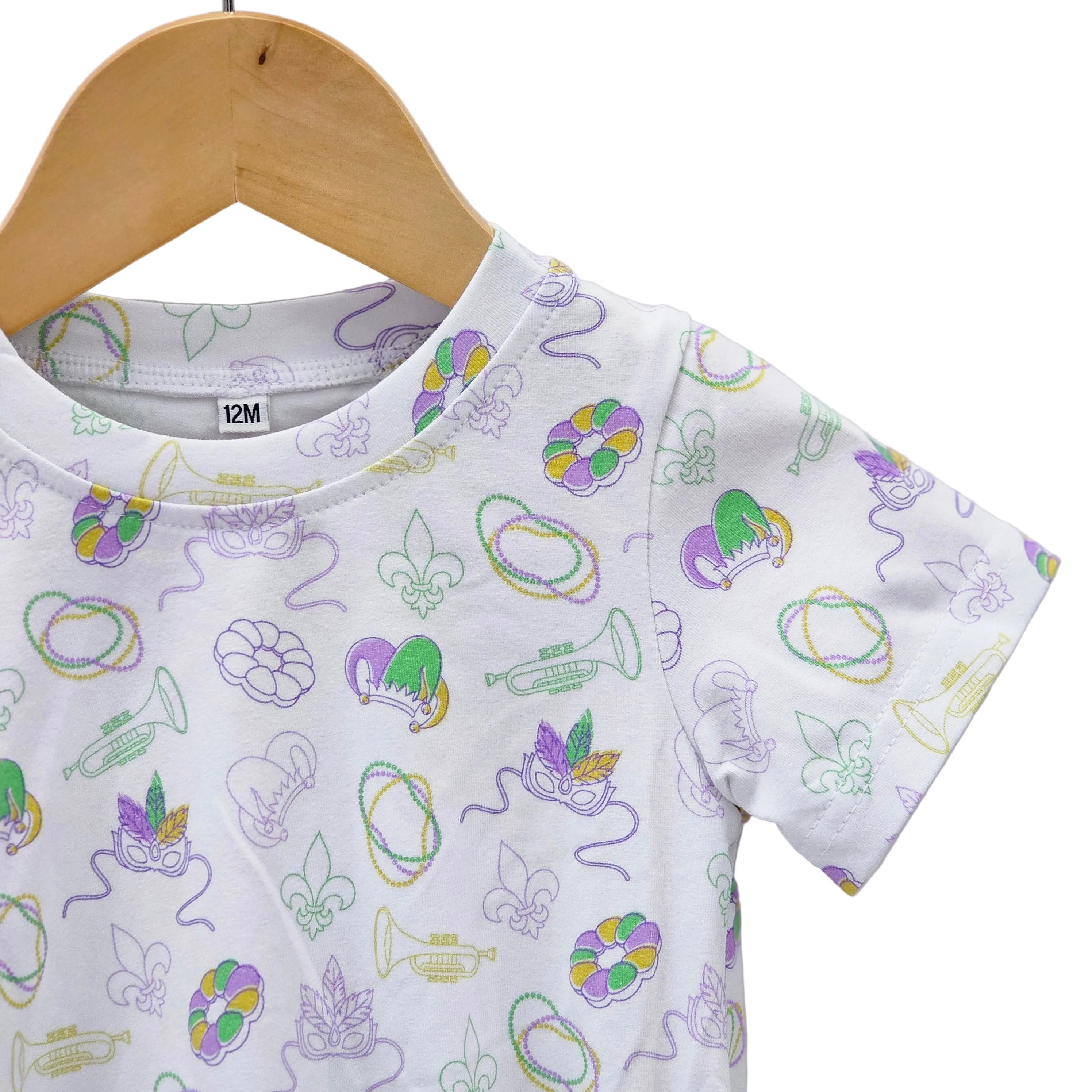 Short Sleeve Bubble in Mardi Gras Print