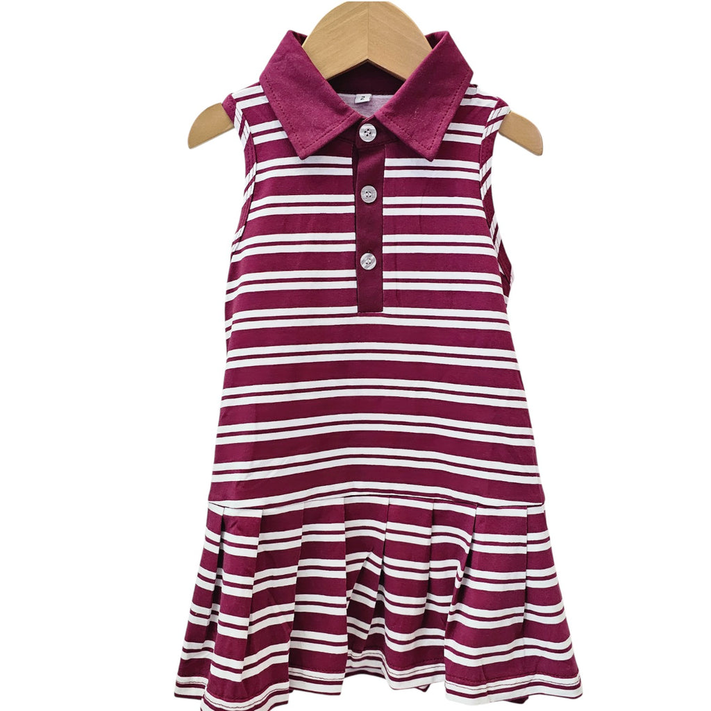 Gameday Polo Dress - Maroon & White