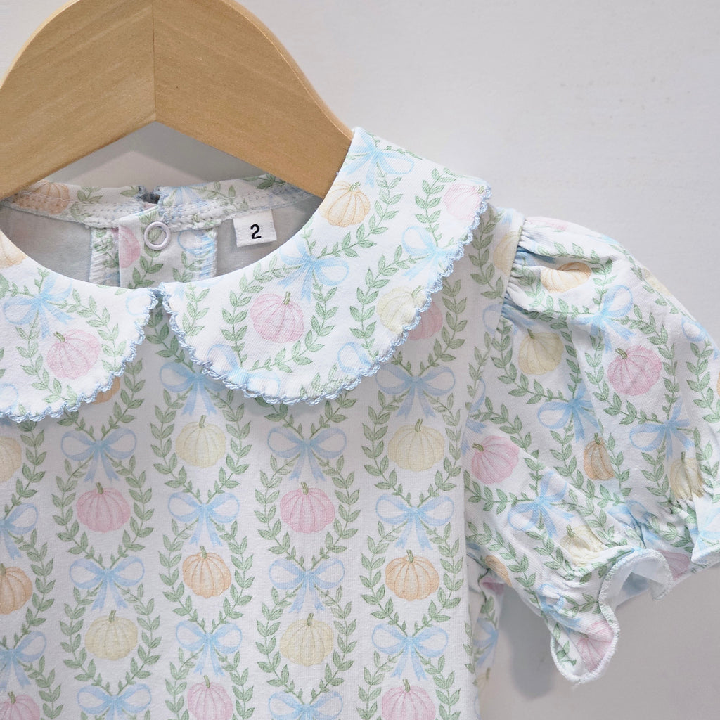 Collared Tunic Set in Bow Pumpkin Print