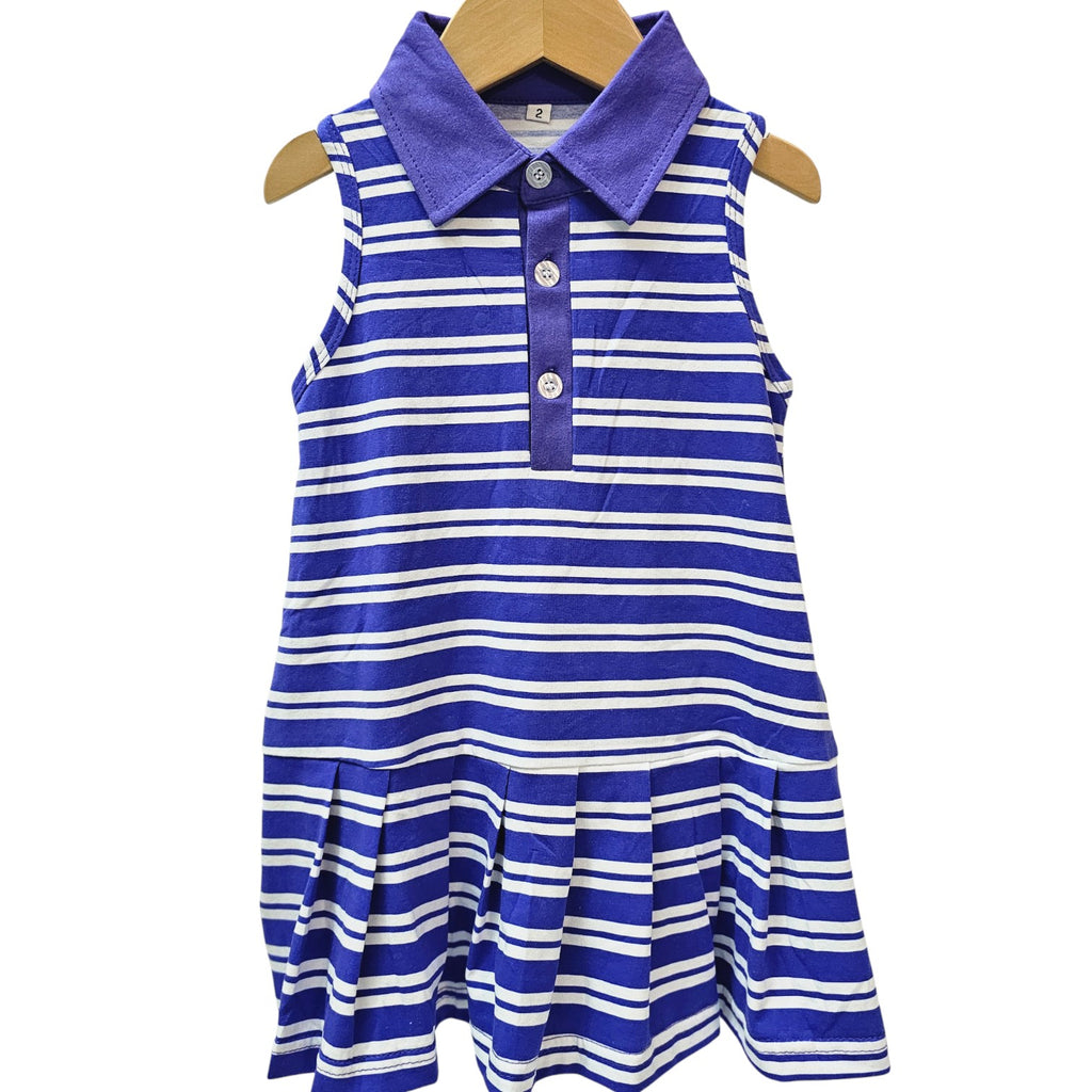 Gameday Polo Dress - Purple & White