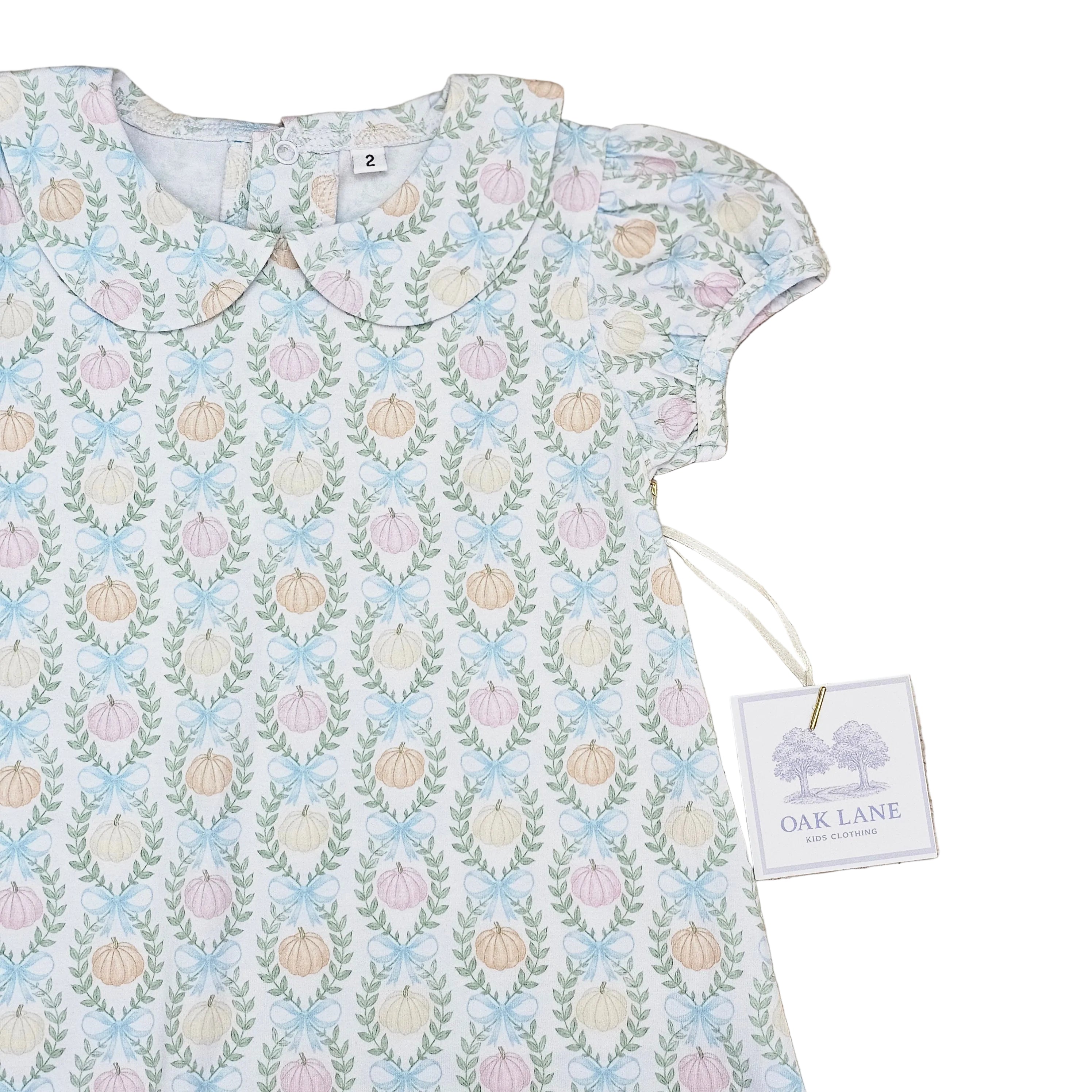 Short Sleeve Dress in Bow Pumpkin Print