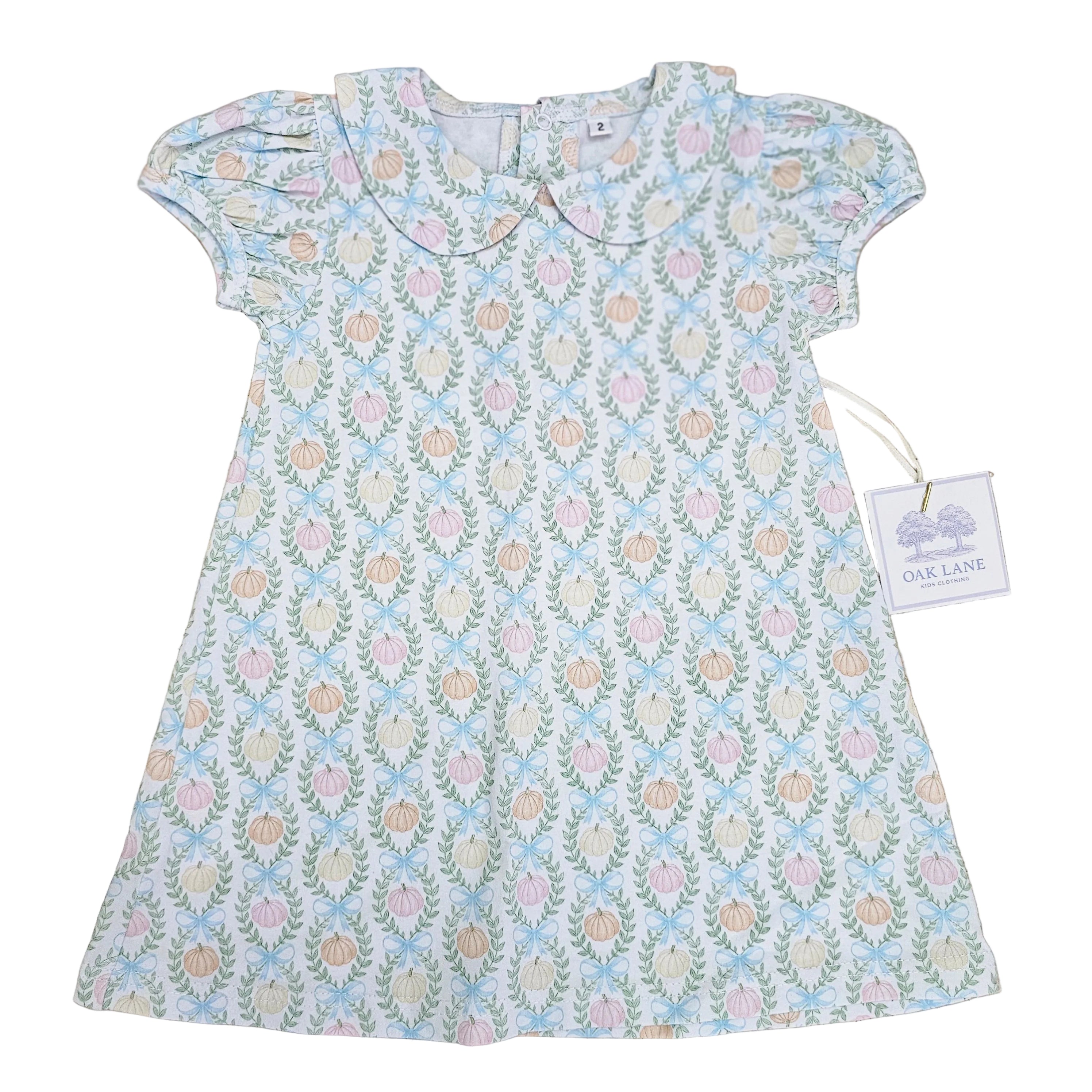 Short Sleeve Dress in Bow Pumpkin Print