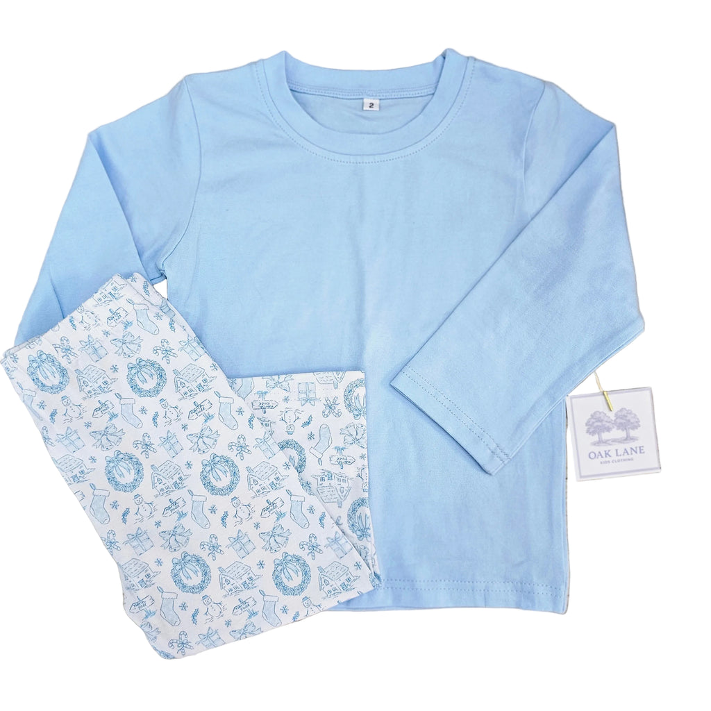 Long Sleeve Pant Set in Christmas Toile