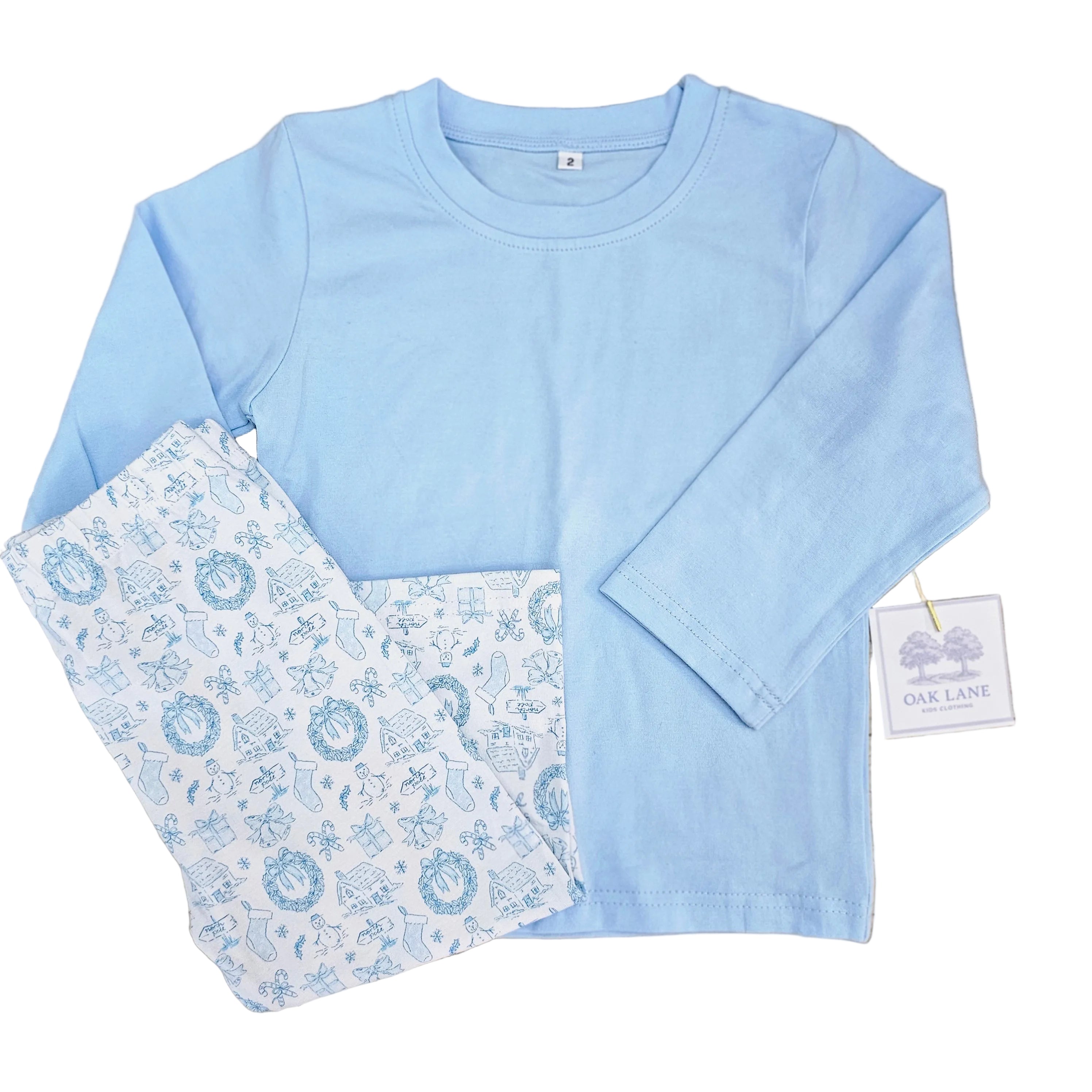 Long Sleeve Pant Set in Christmas Toile