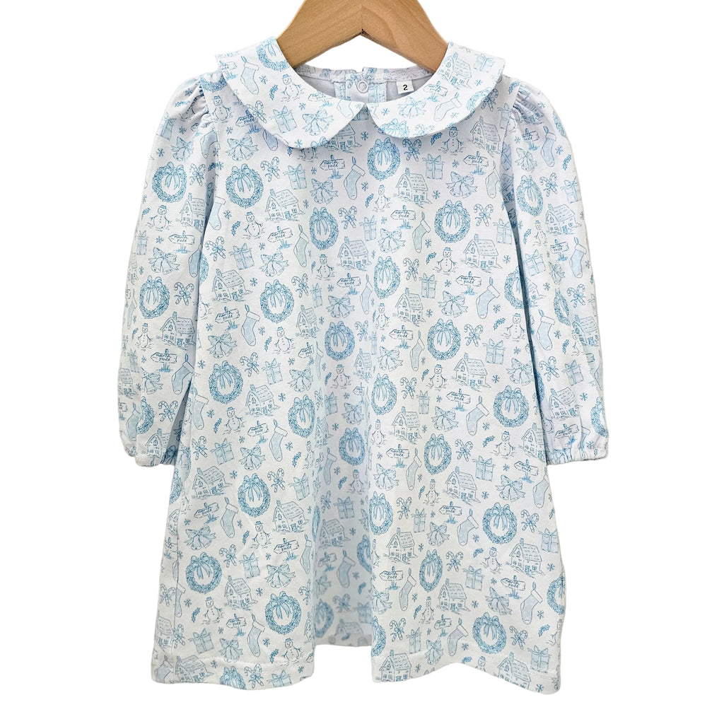 Long Sleeve Dress in Christmas Toile