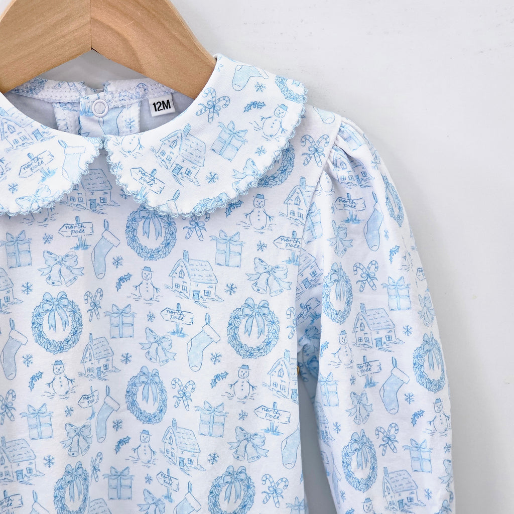Long Sleeve Collared Bubble in Christmas Toile