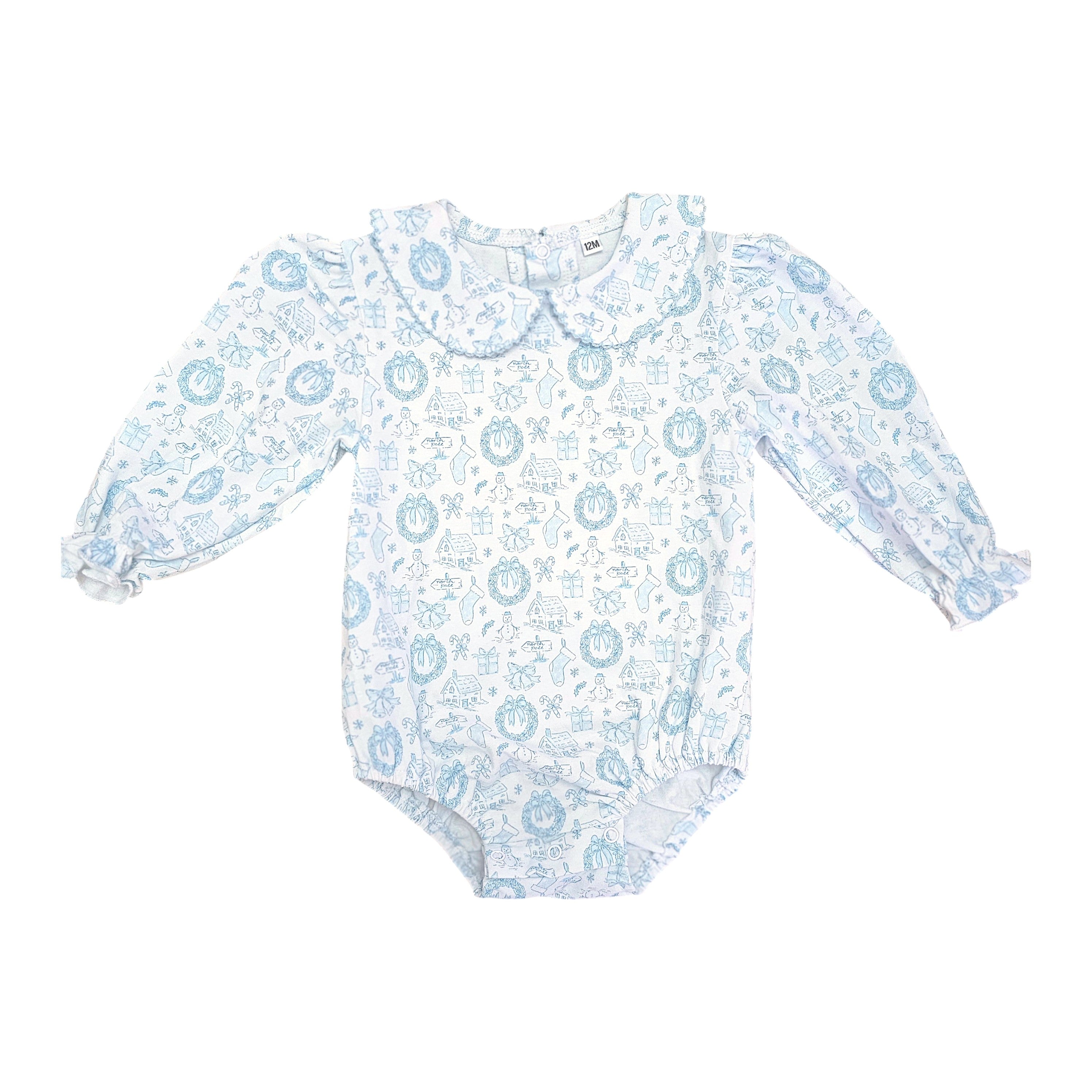 Long Sleeve Collared Bubble in Christmas Toile