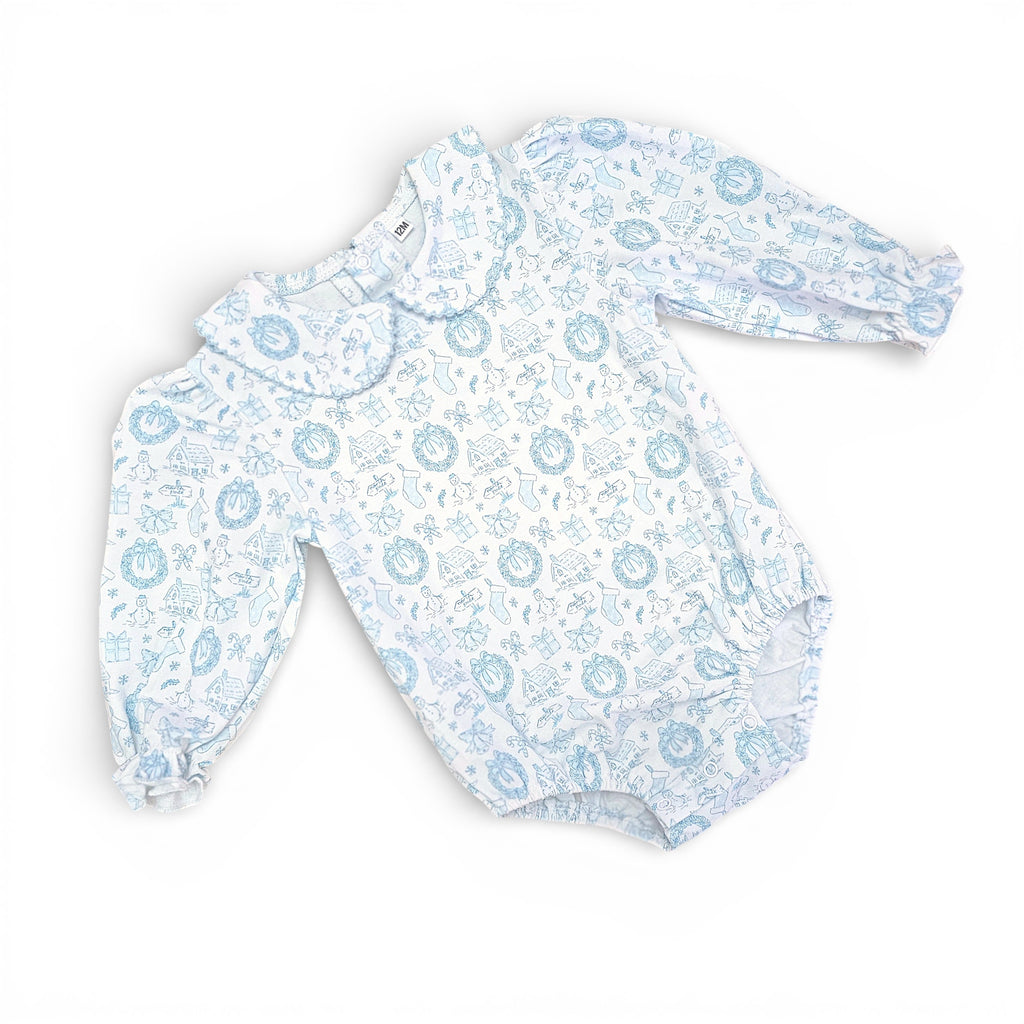 Long Sleeve Collared Bubble in Christmas Toile