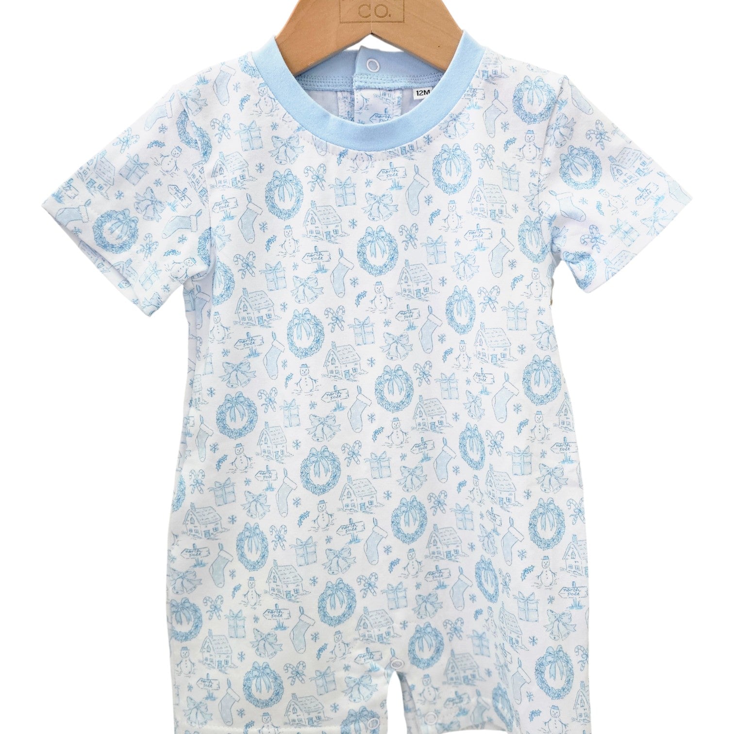 Short Sleeve Shortall in Christmas Toile