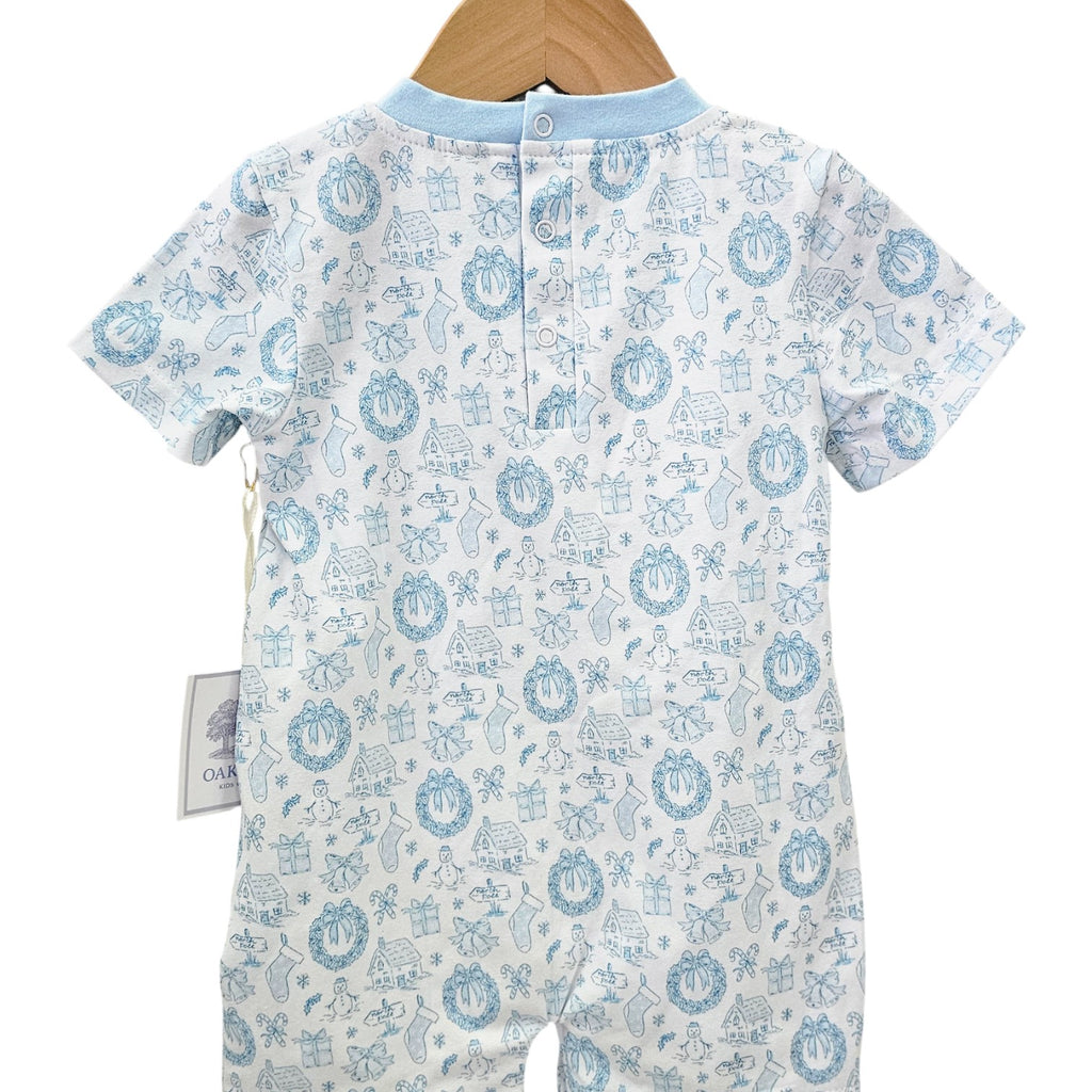 Short Sleeve Shortall in Christmas Toile