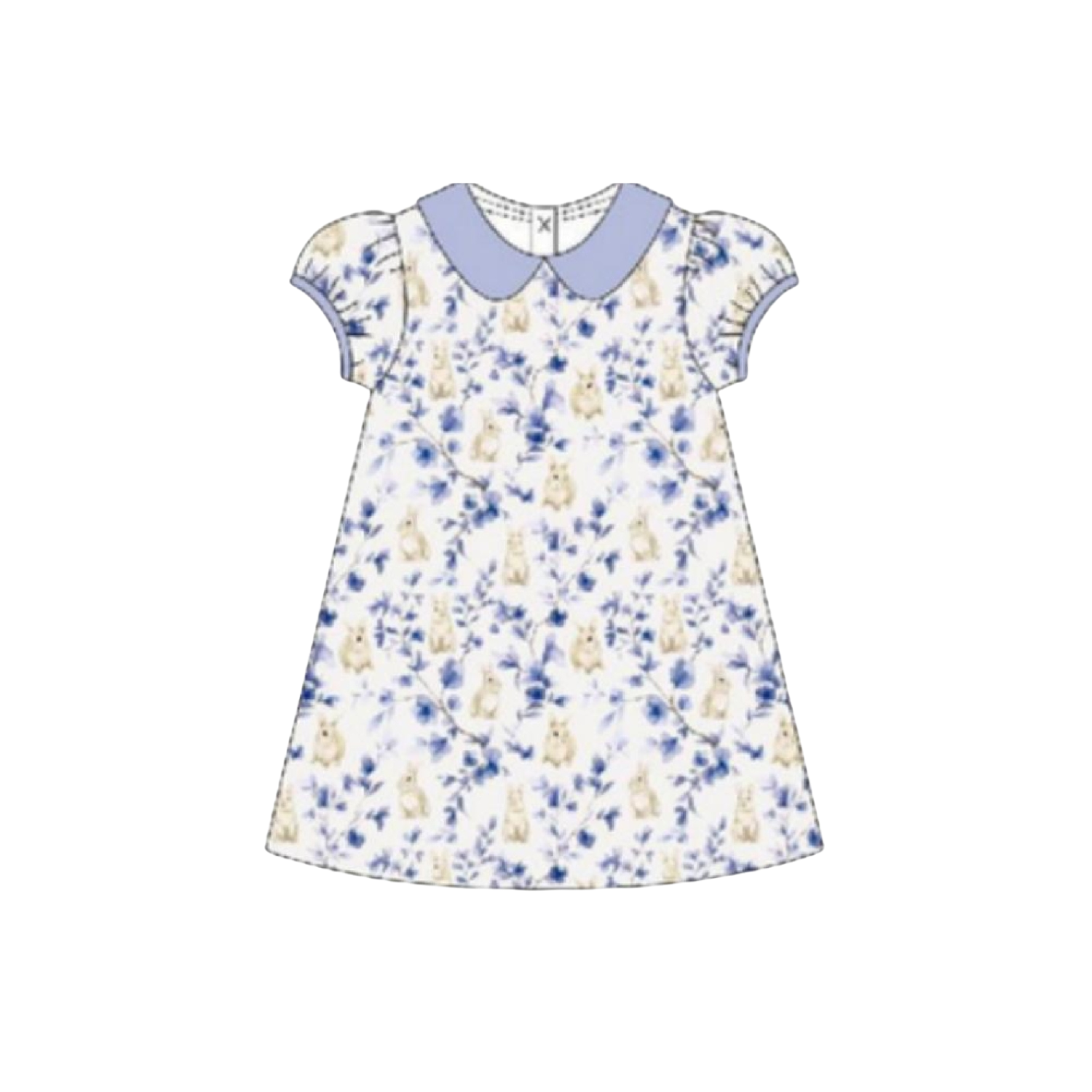 Blue Willow Bunny Peter Pan Puff Dress