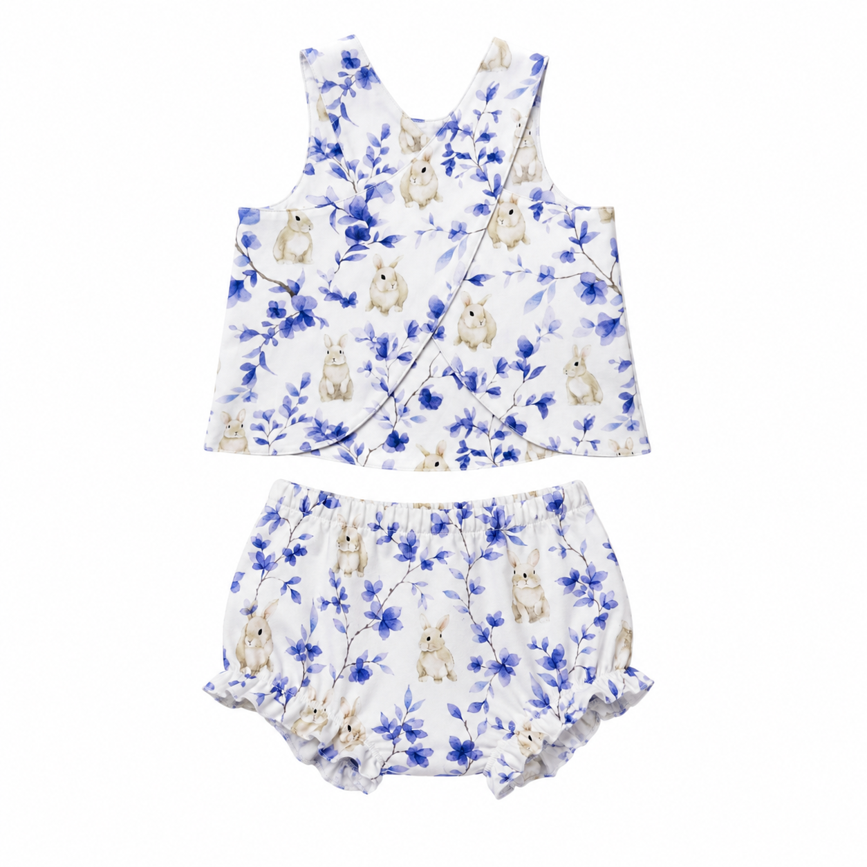 Blue Willow Bunny Crossover Bloomer Set
