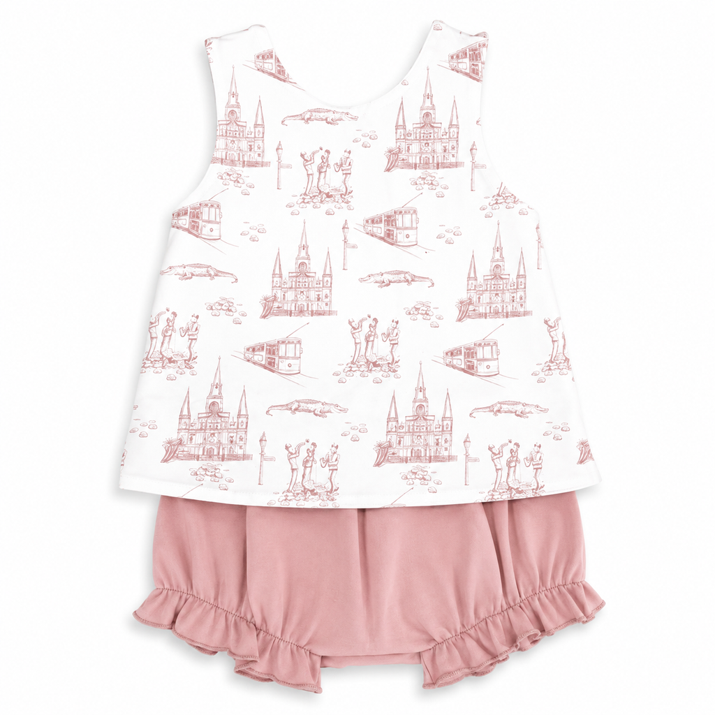 Garden District Toile Pink Crossover Bloomer Set