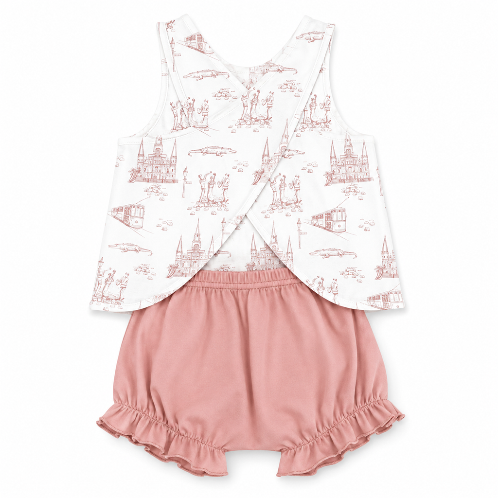 Garden District Toile Pink Crossover Bloomer Set
