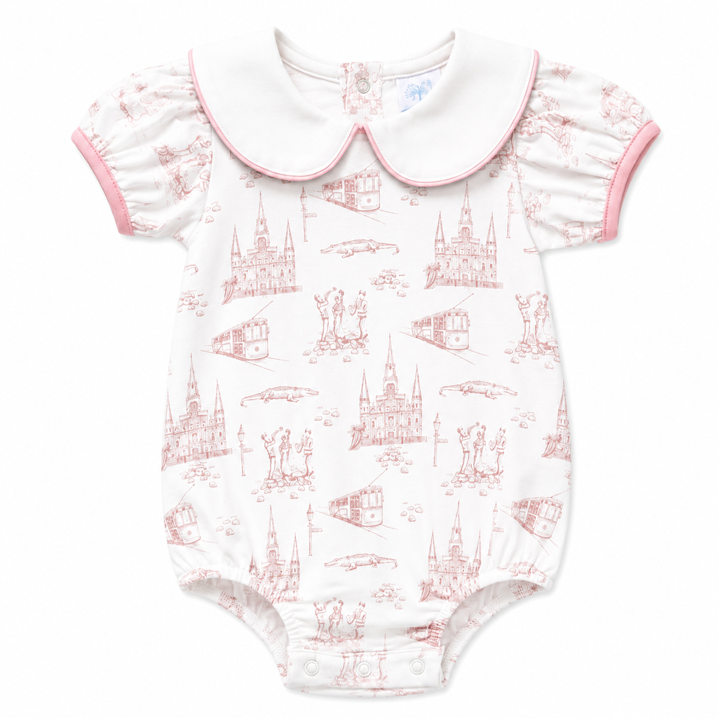 Garden District Toile Pink Peter Pan Puff Bubble