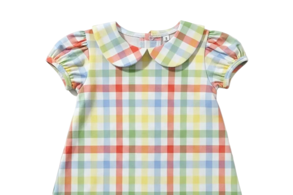Short Sleeve Dress in Rainbow Plaid