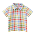 Short Sleeve Polo in Rainbow Plaid