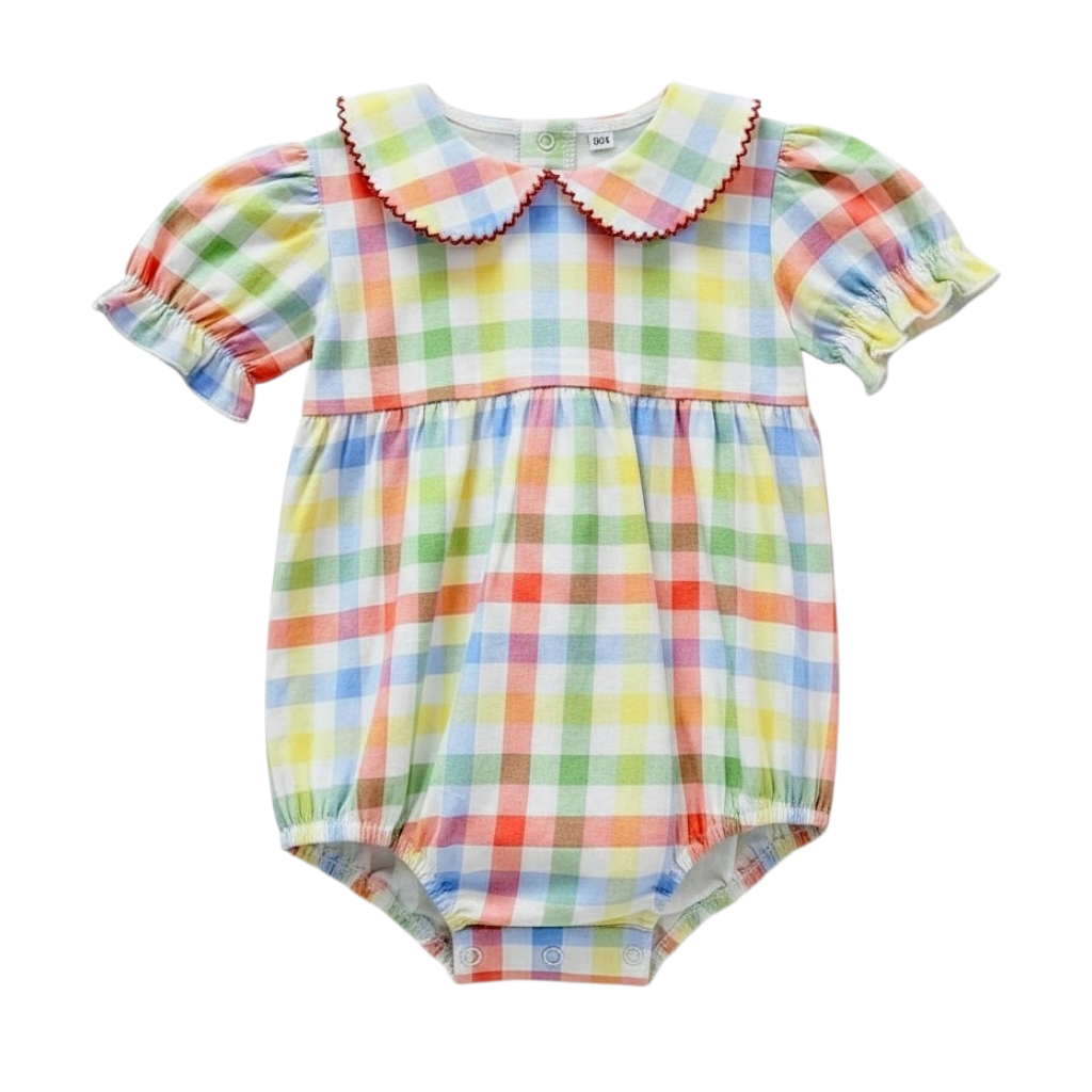 Short Sleeve Collard Bubble in Plaid Gingham