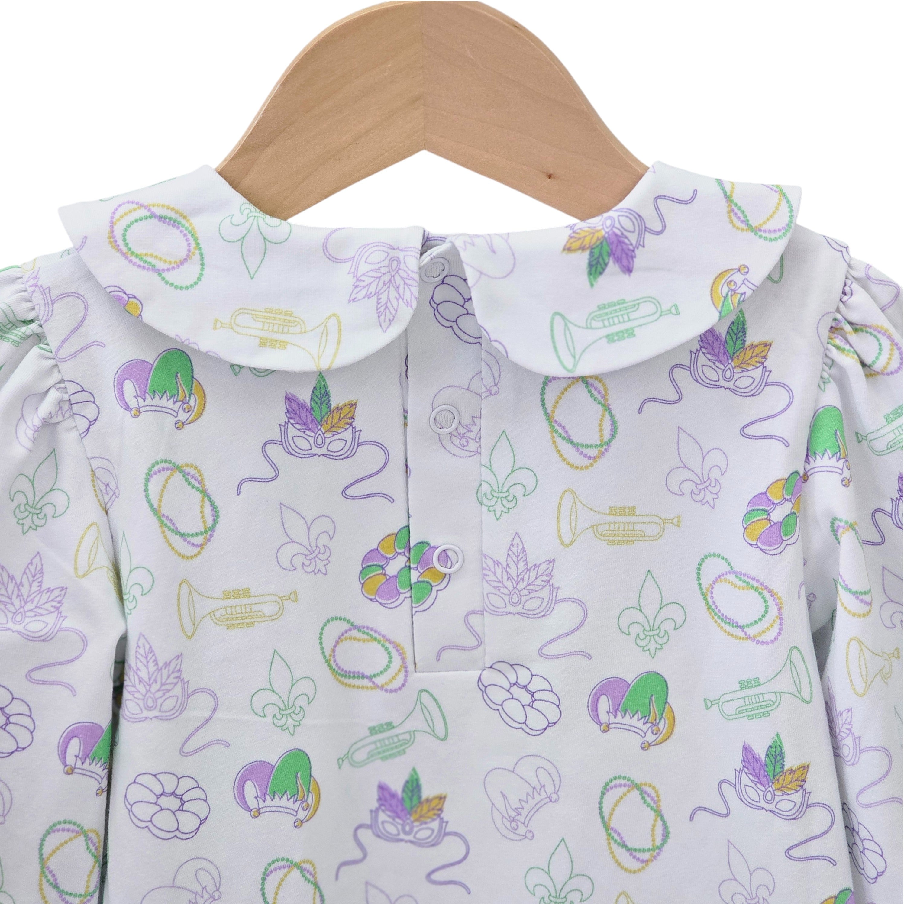 Long Sleeve Dress in Mardi Gras Print