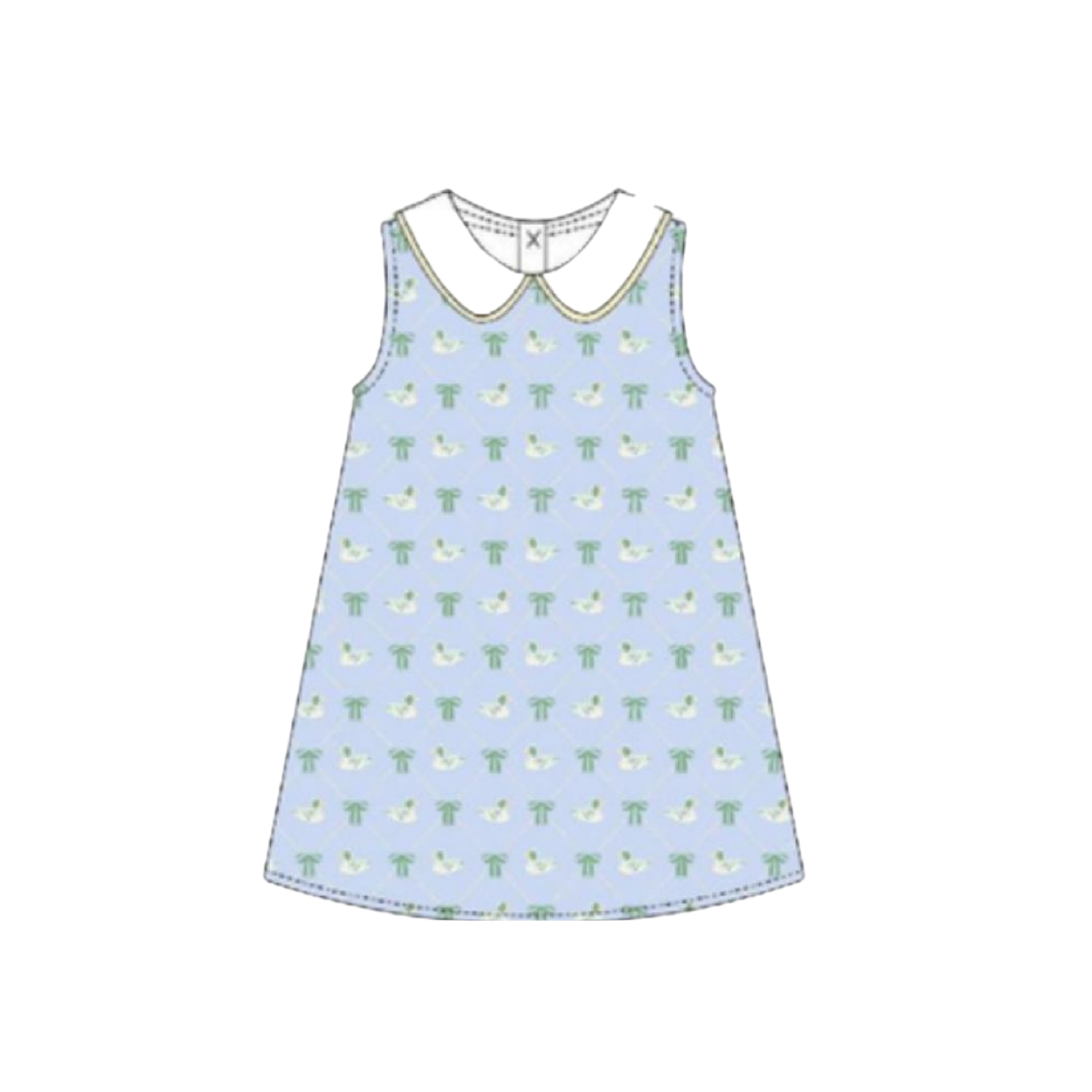 Mallard Manor Bow Sleeveless Peter Pan Dress