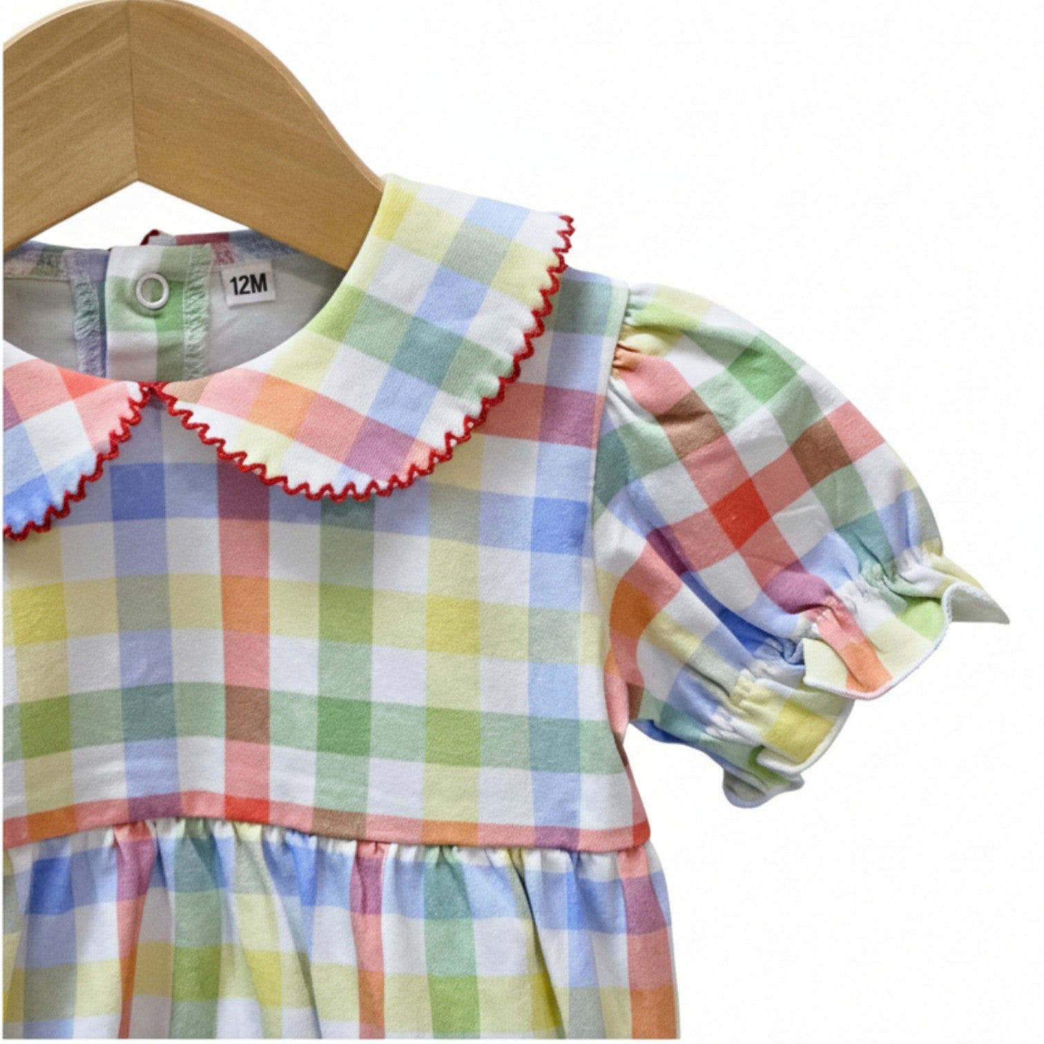 Short Sleeve Collard Bubble in Plaid Gingham