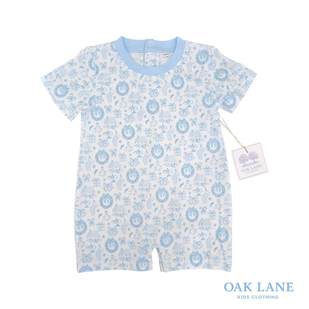 Short Sleeve Shortall in Christmas Toile