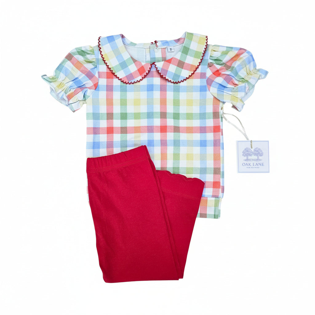 Collard Tunic Set in Gingham Plaid