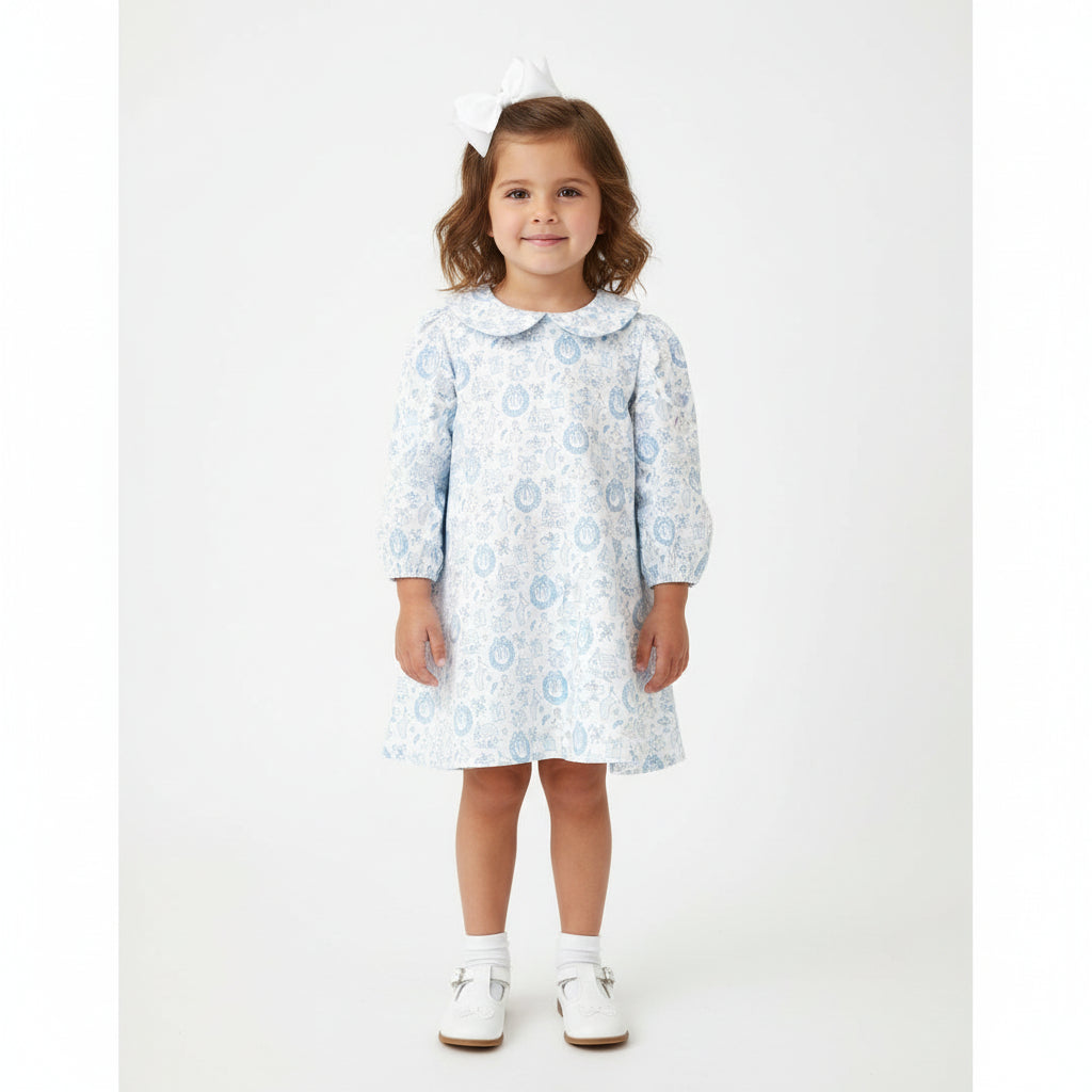 Long Sleeve Dress in Christmas Toile