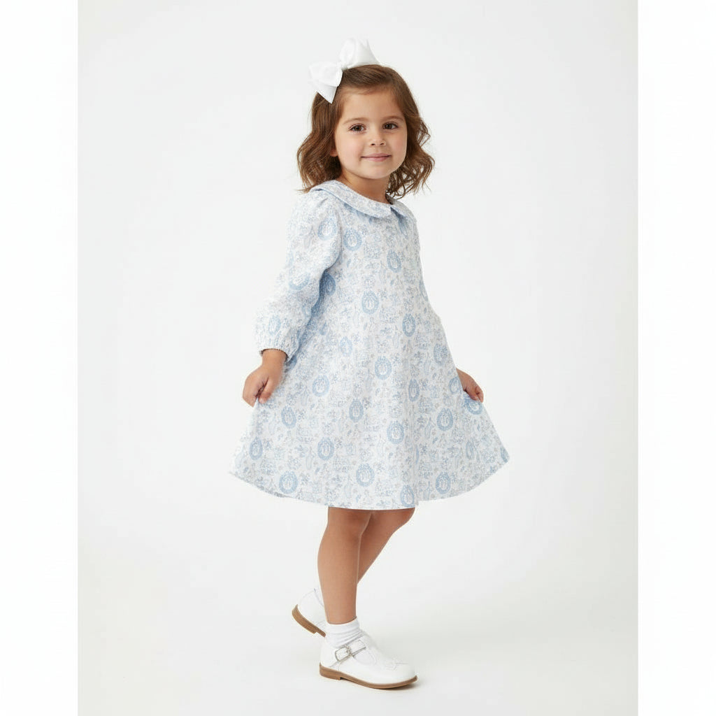 Long Sleeve Dress in Christmas Toile