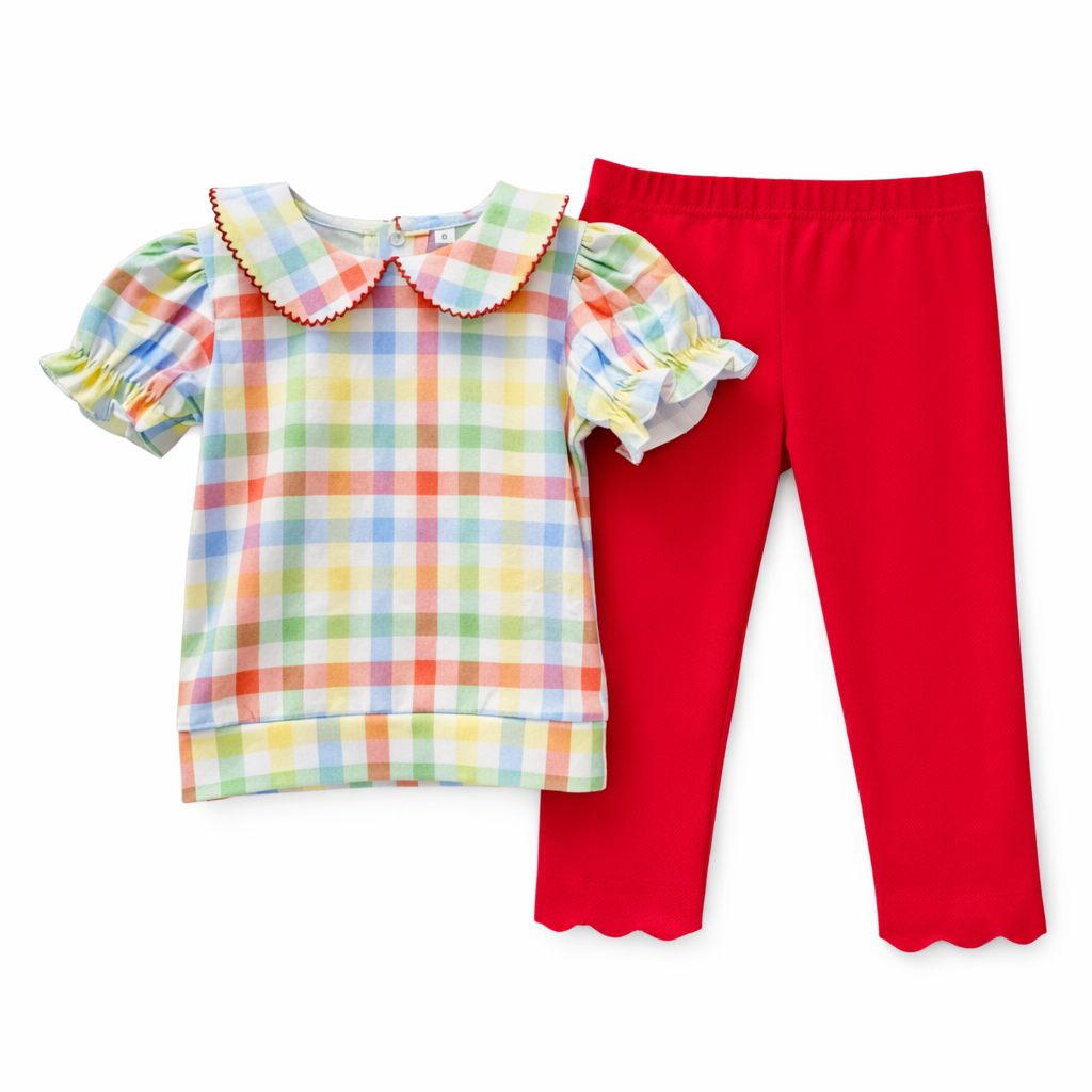 Collard Tunic Set in Gingham Plaid