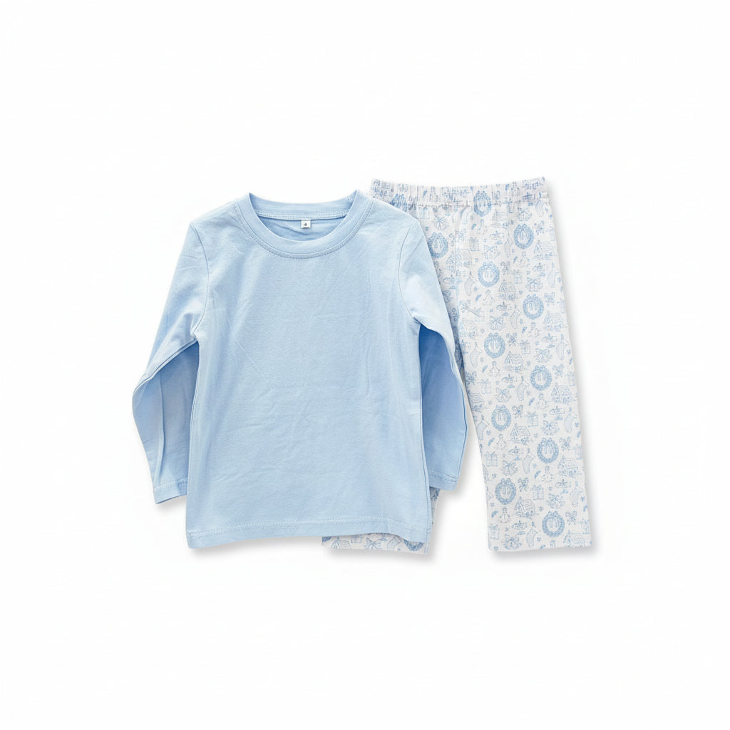 Long Sleeve Pant Set in Christmas Toile