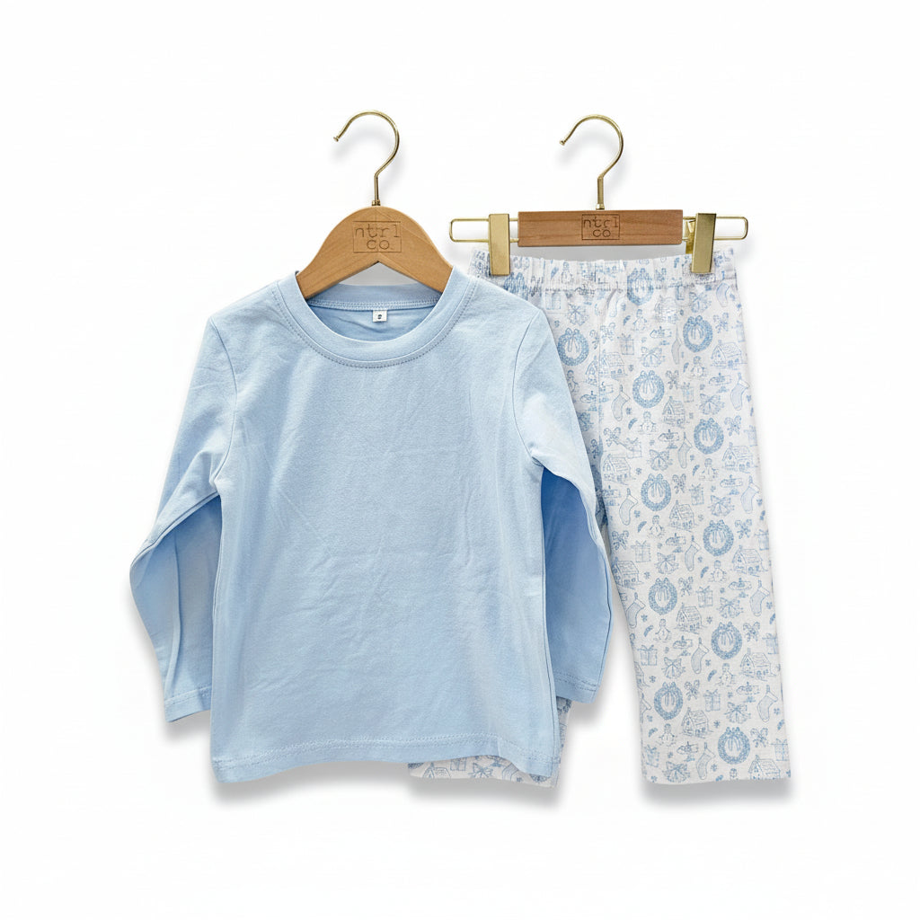 Long Sleeve Pant Set in Christmas Toile
