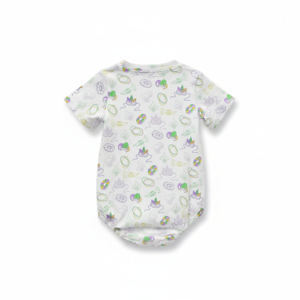 Short Sleeve Bubble in Mardi Gras Print