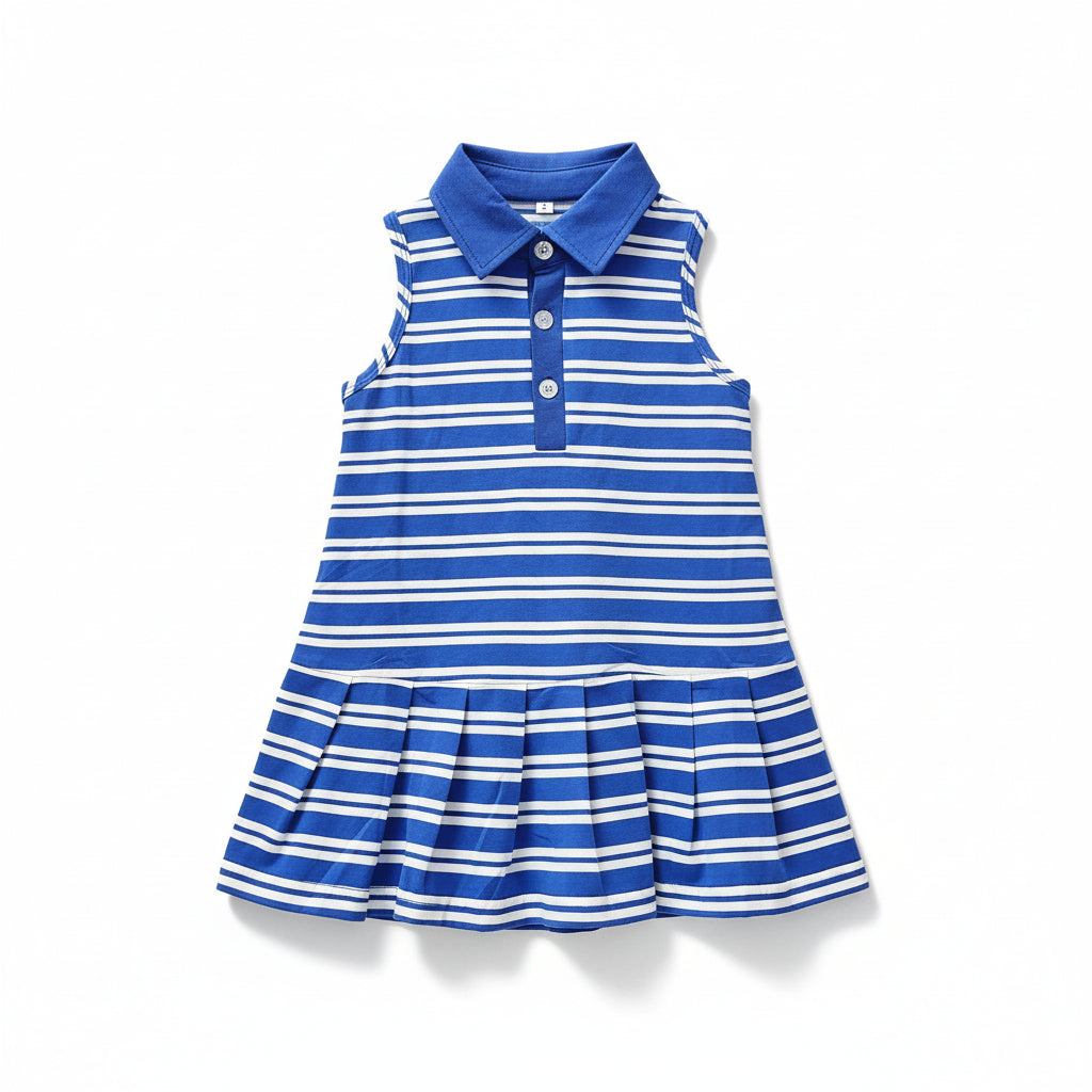 Gameday Polo Dress - Blue & White