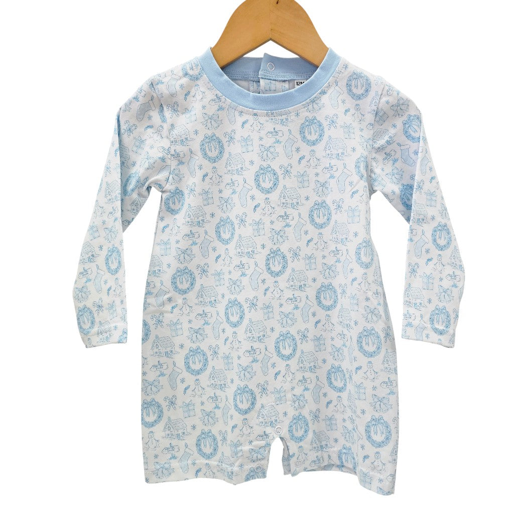Long Sleeve Shortall in Christmas Toile