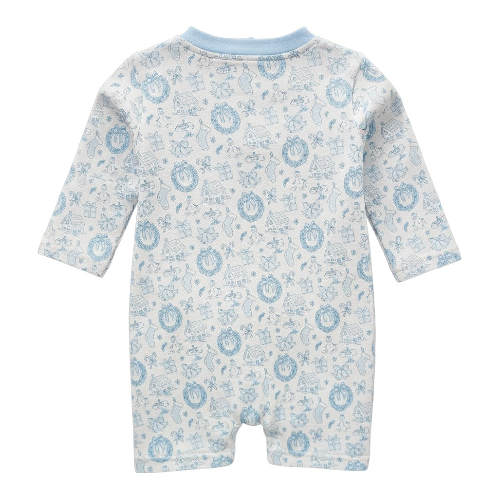 Long Sleeve Shortall in Christmas Toile