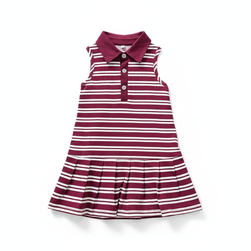 Gameday Polo Dress - Maroon & White