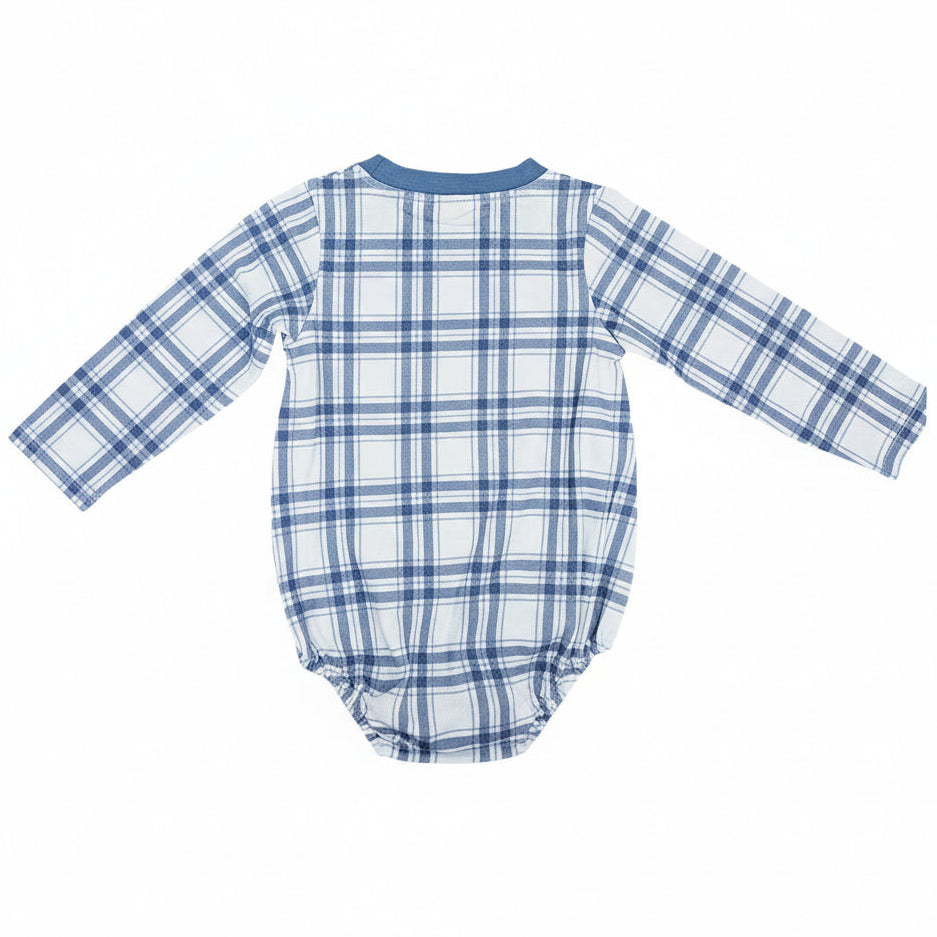 Long Sleeve Bubble in Navy Plaid