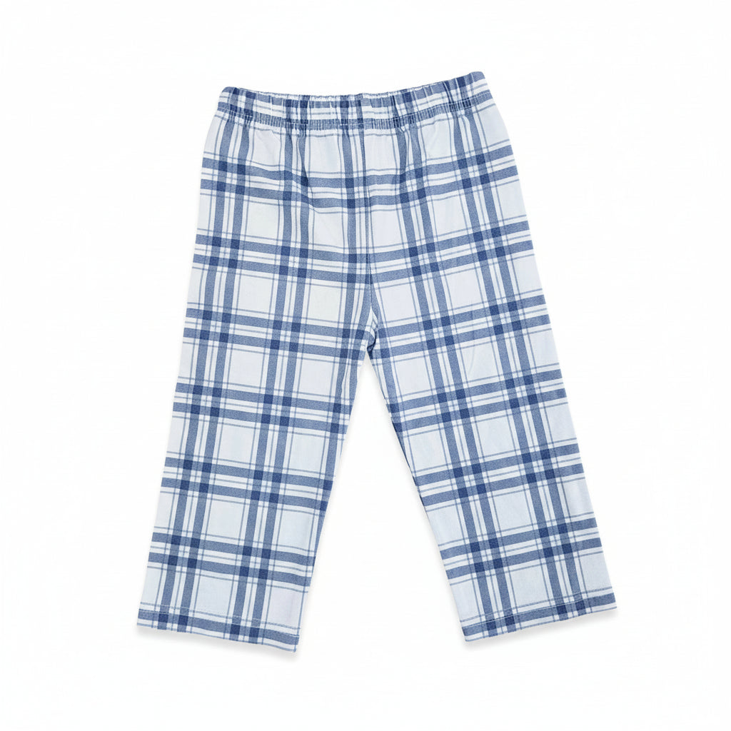 Long Sleeve Pant Set in Navy Plaid