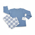 Long Sleeve Pant Set in Navy Plaid