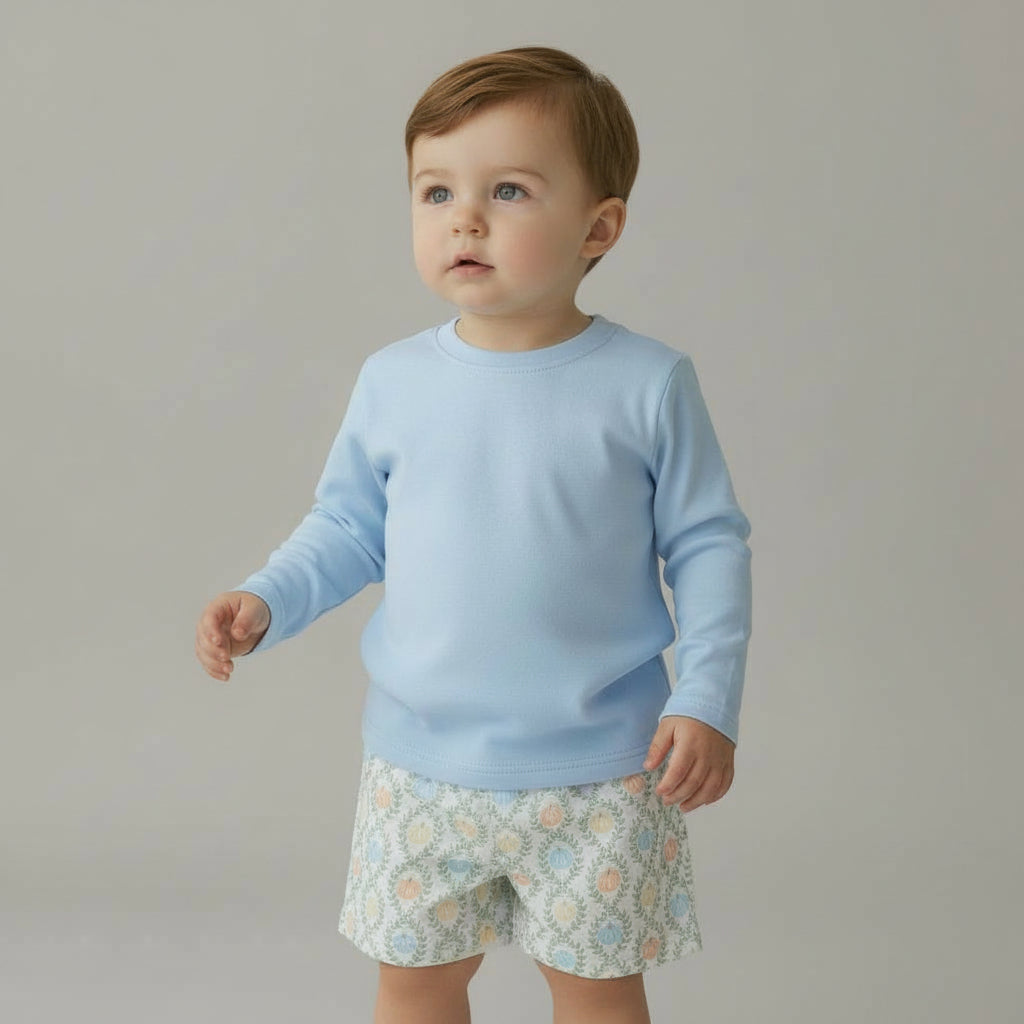 Long Sleeve Short Set in Pumpkin Print