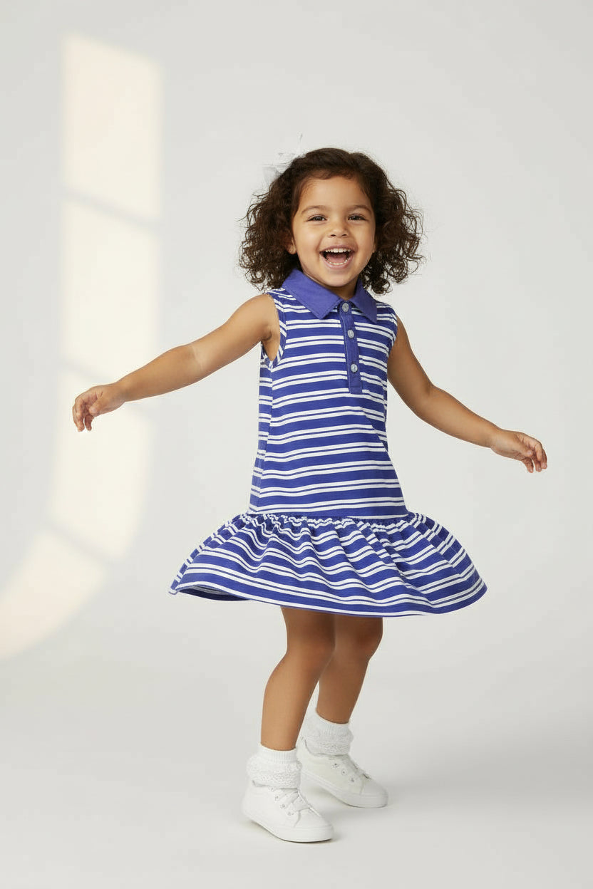 Gameday Polo Dress - Purple & White