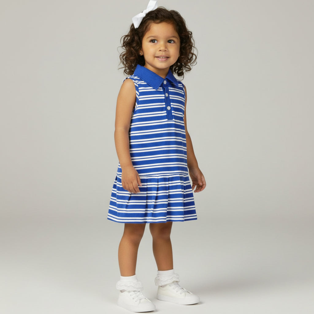 Gameday Polo Dress - Blue & White