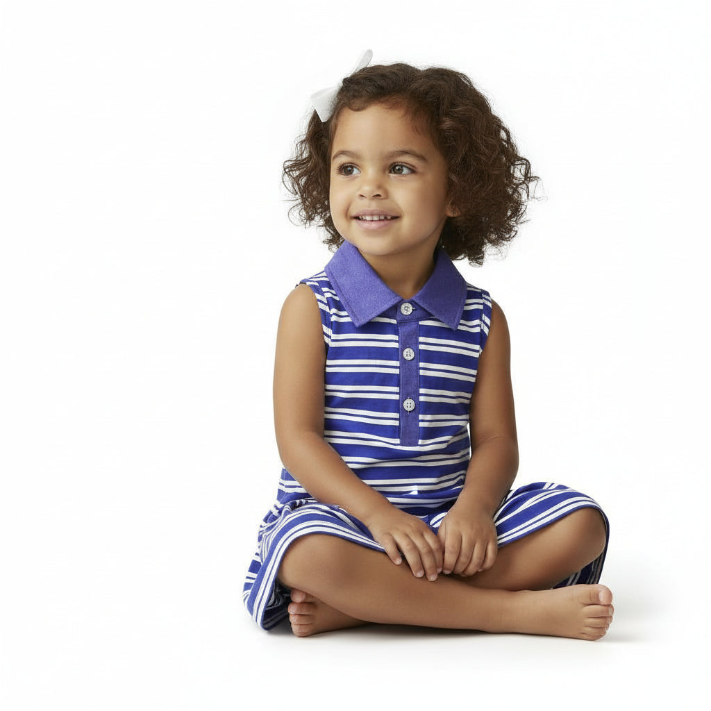 Gameday Polo Dress - Purple & White