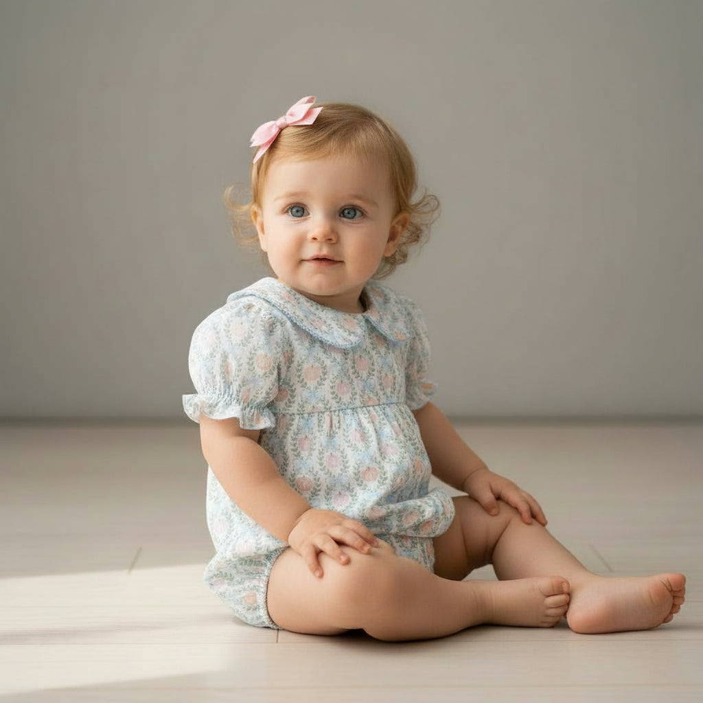Short Sleeve Collared Bubble in Bow Pumpkin Print