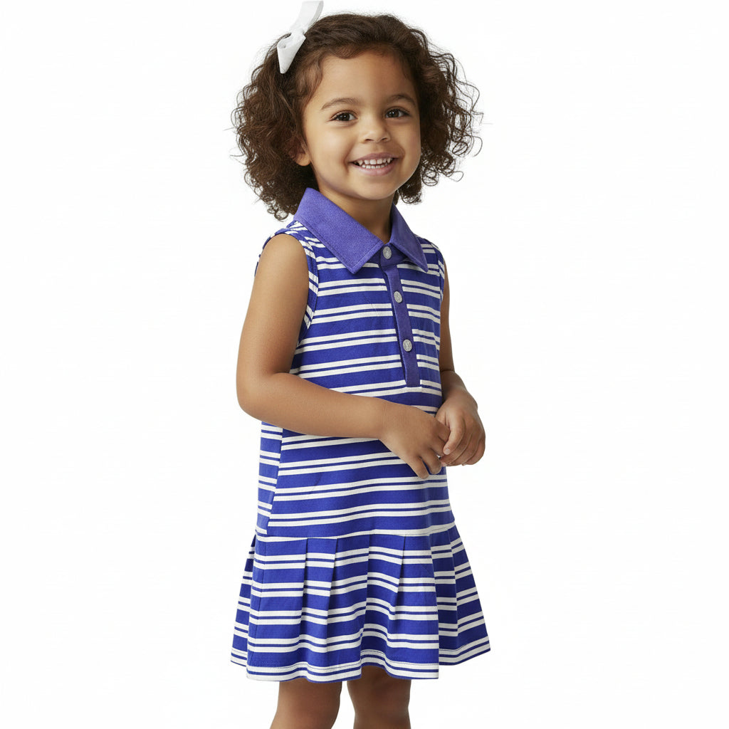 Gameday Polo Dress - Purple & White