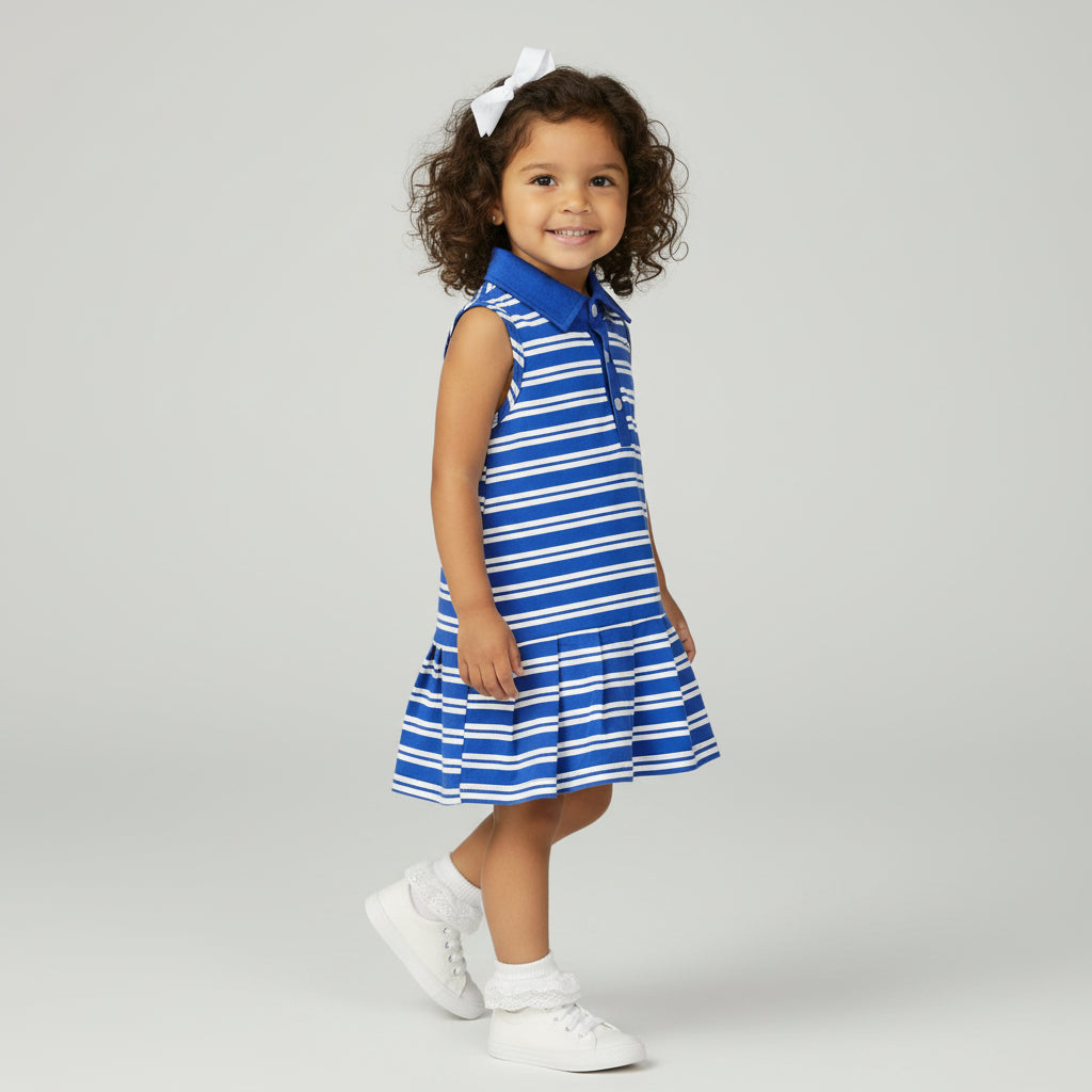 Gameday Polo Dress - Blue & White