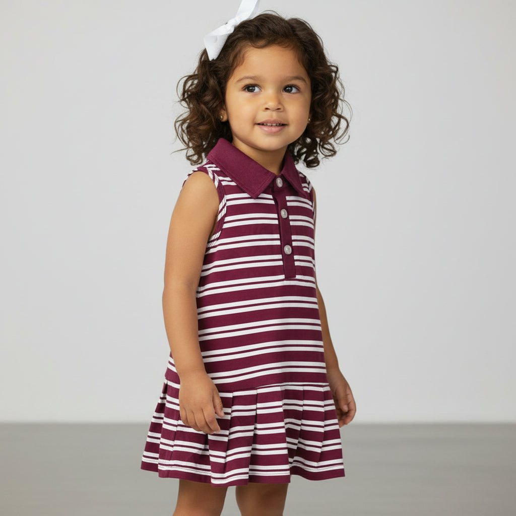Gameday Polo Dress - Maroon & White