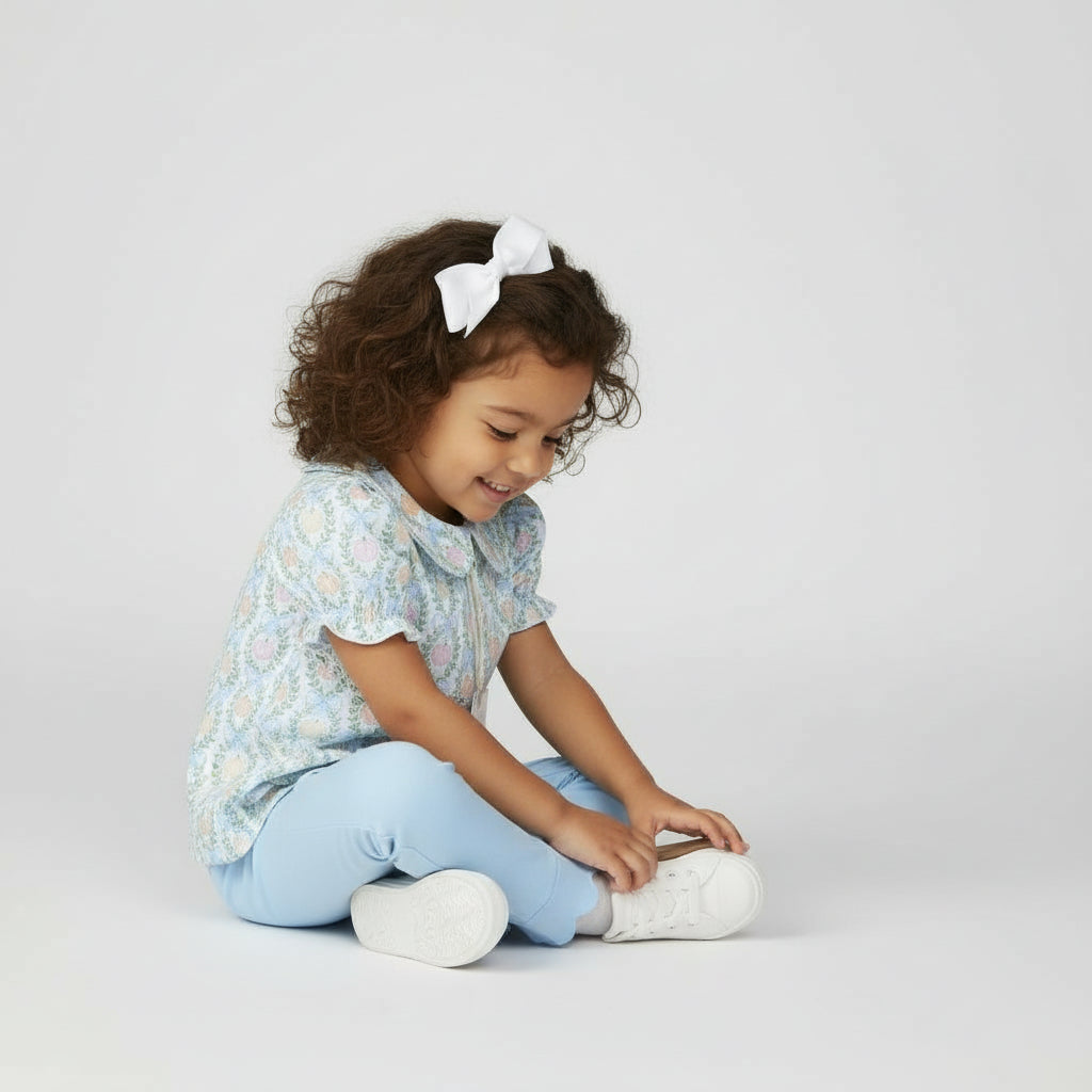 Collared Tunic Set in Bow Pumpkin Print