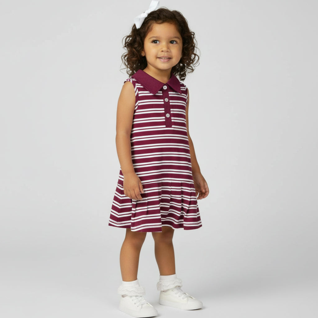 Gameday Polo Dress - Maroon & White
